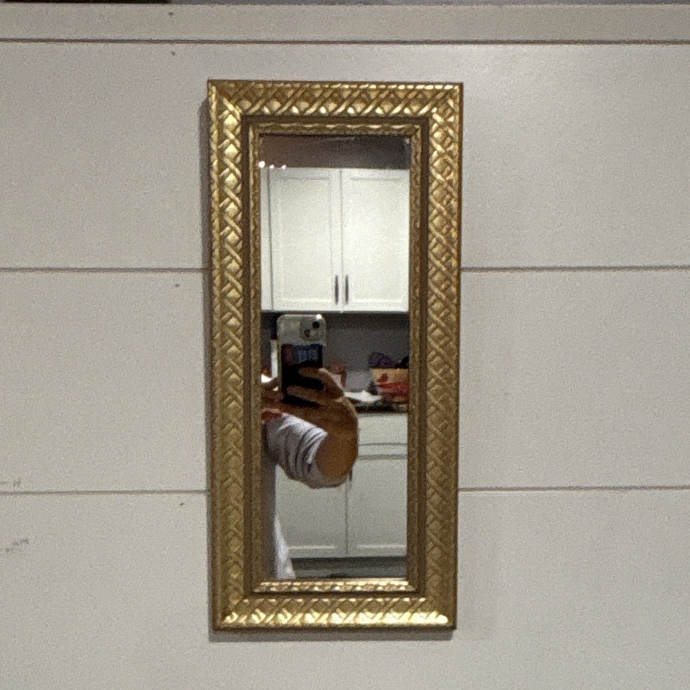 Ornate Gold Decorative Rectangle Wall Mirror, 16" x 8"